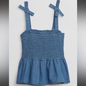 Gap Smocked Chambray Peplum Tank with Bow Ties Girls 12